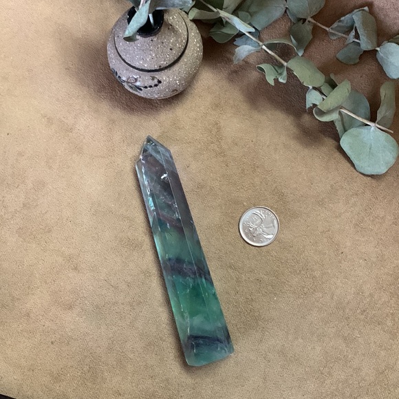 Purple and Green Fluorite Tower with Big Rainbows (gem quality) - Picture 3 of 7